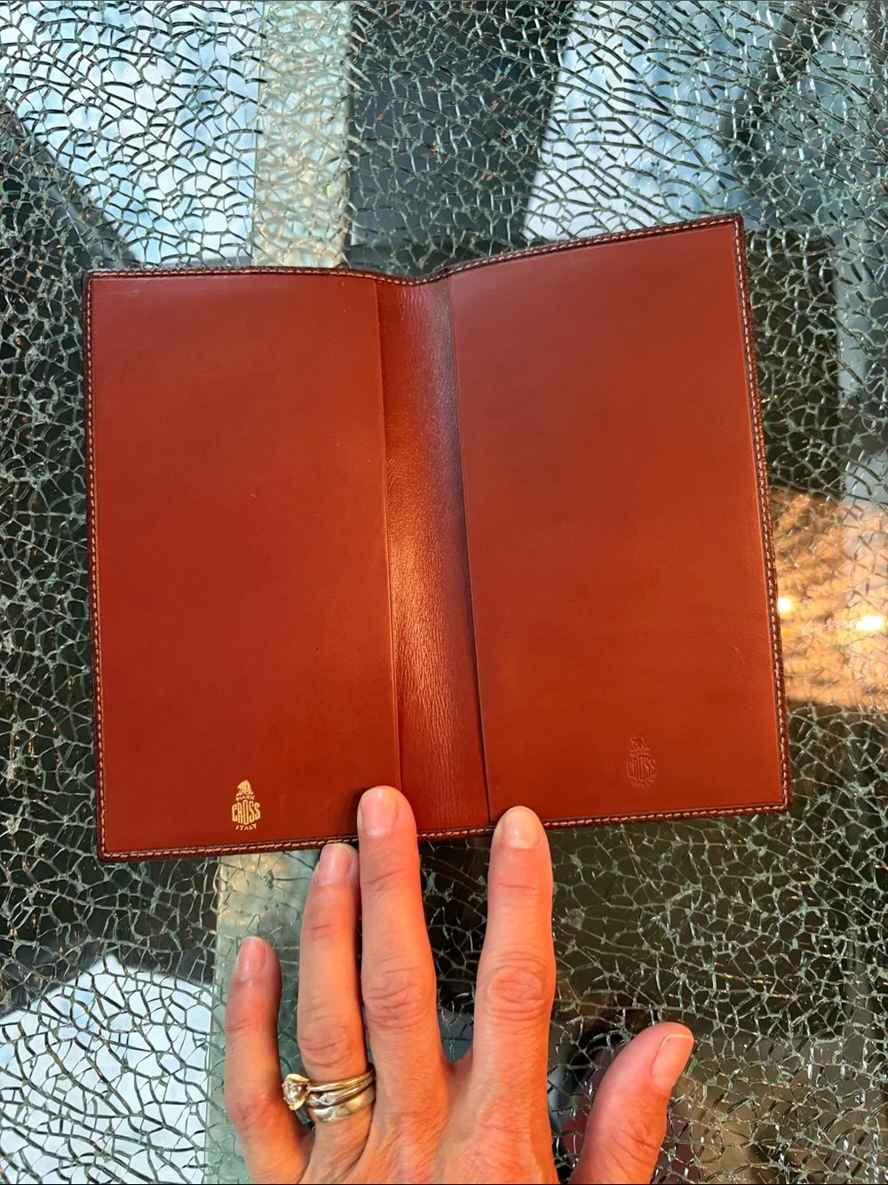 MARK CROSS Monogrammed Brown Leather Passport Wallet - JM